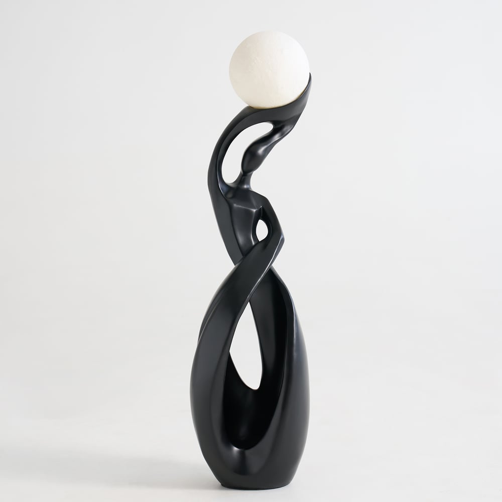 815mm Abstract Black Sculpture Lamp with LED Ball, Touch & Remote Control, Rechargeable window image