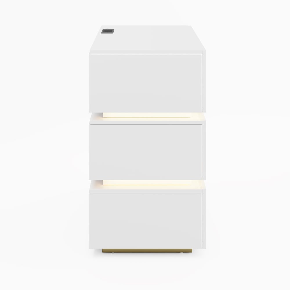 Commode à 3 tiroirs à DEL Lumio de 39 po avec borne de recharge image de fenêtre