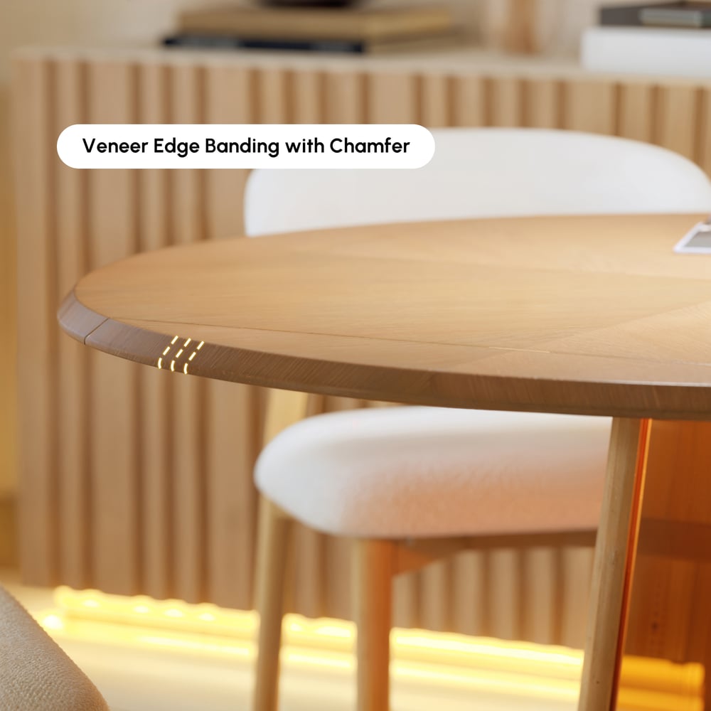 36"-47" Solid Natural Wood Extendable Dining Table with Light window image