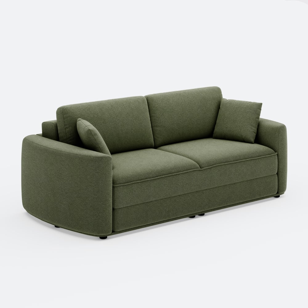 80" Queen 3-Seater Chenille Fold-Down Sleeper Sofa with Removable Cover window image