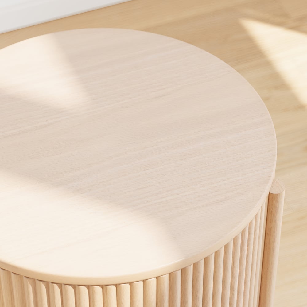 16" Engineered Wood Fluted Storage End Table window image