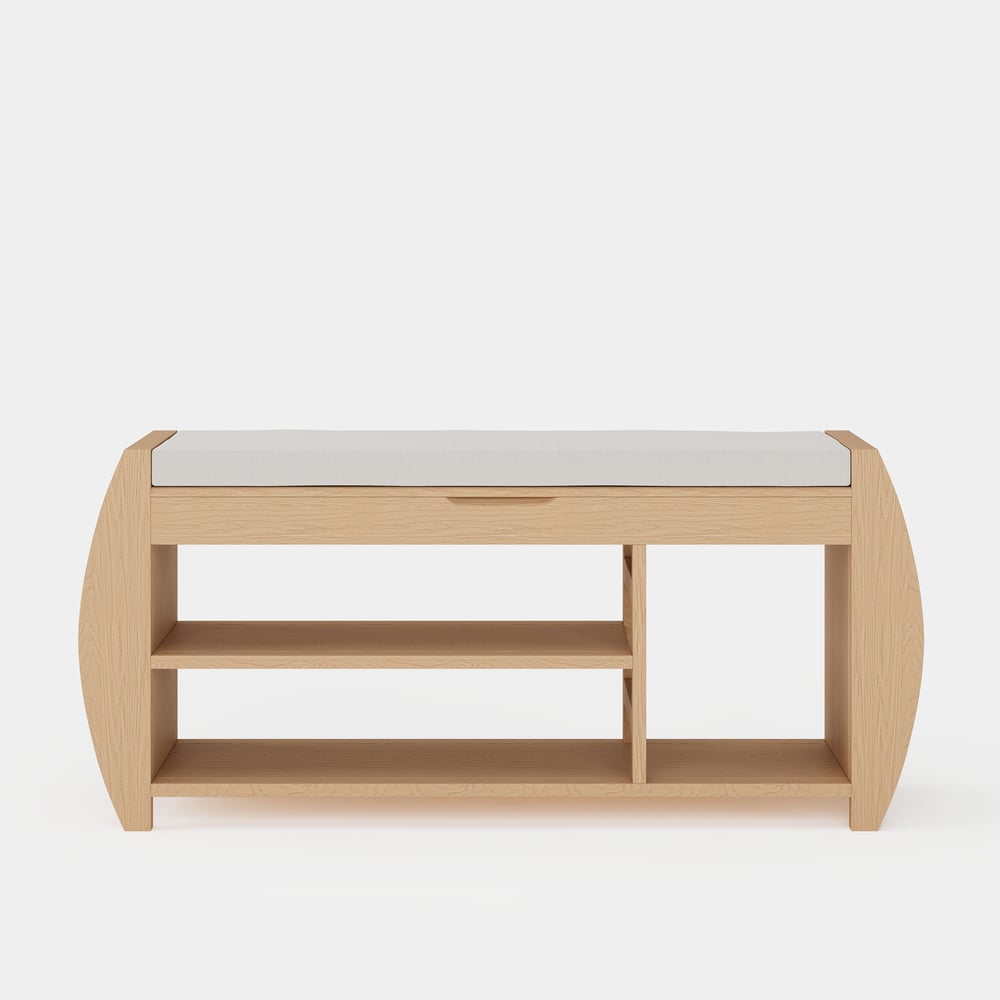 Banc d'entrée en bois massif naturel de 40 pouces avec rangement pour chaussures et étagère à chaussures image de fenêtre