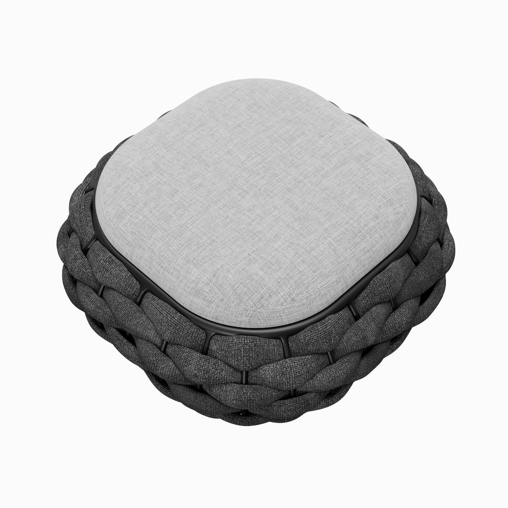 Cocaro Outdoor Hand-Woven Rope Footrest Storage Ottoman in Dark Grey window image