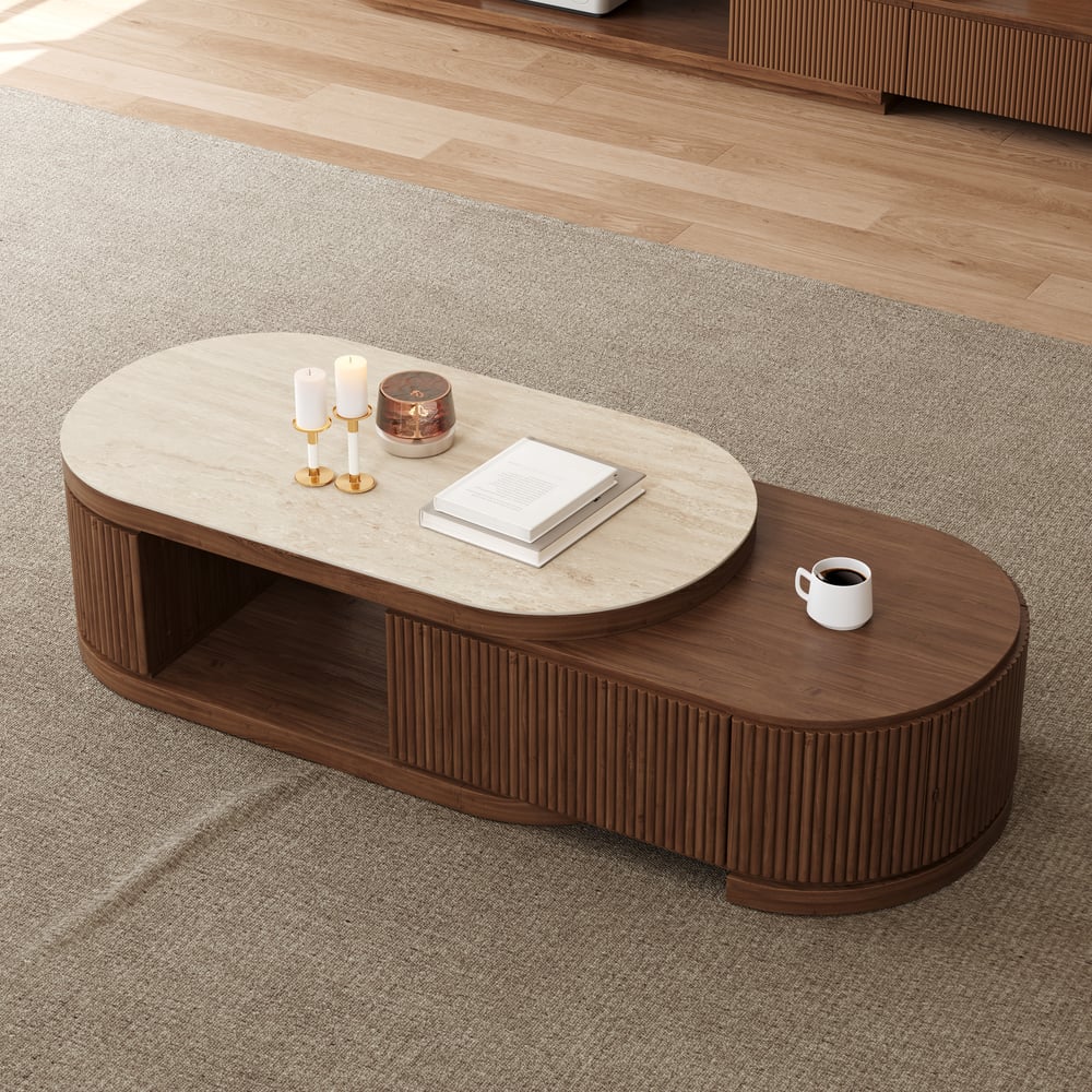 Velar 47"-67" Extendable Sintered Stone Top Coffee Table with Storage window image