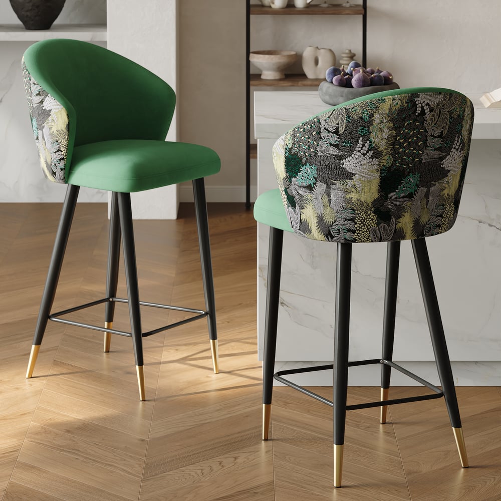 Arcora Green Bar Stool with Upholstered, 1 Piece window image