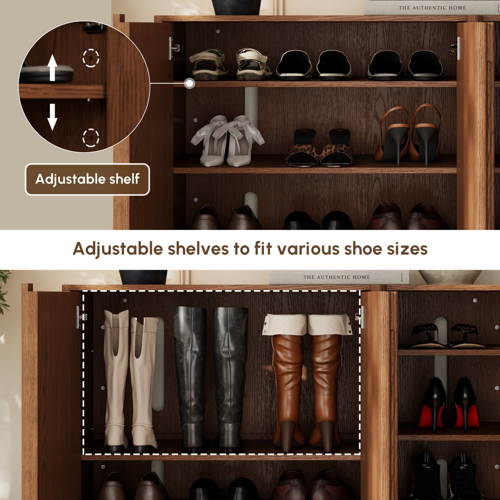 Lineva 48" Ash Wood Veneer Shoe Storage Fluted Entryway Cabinet window image