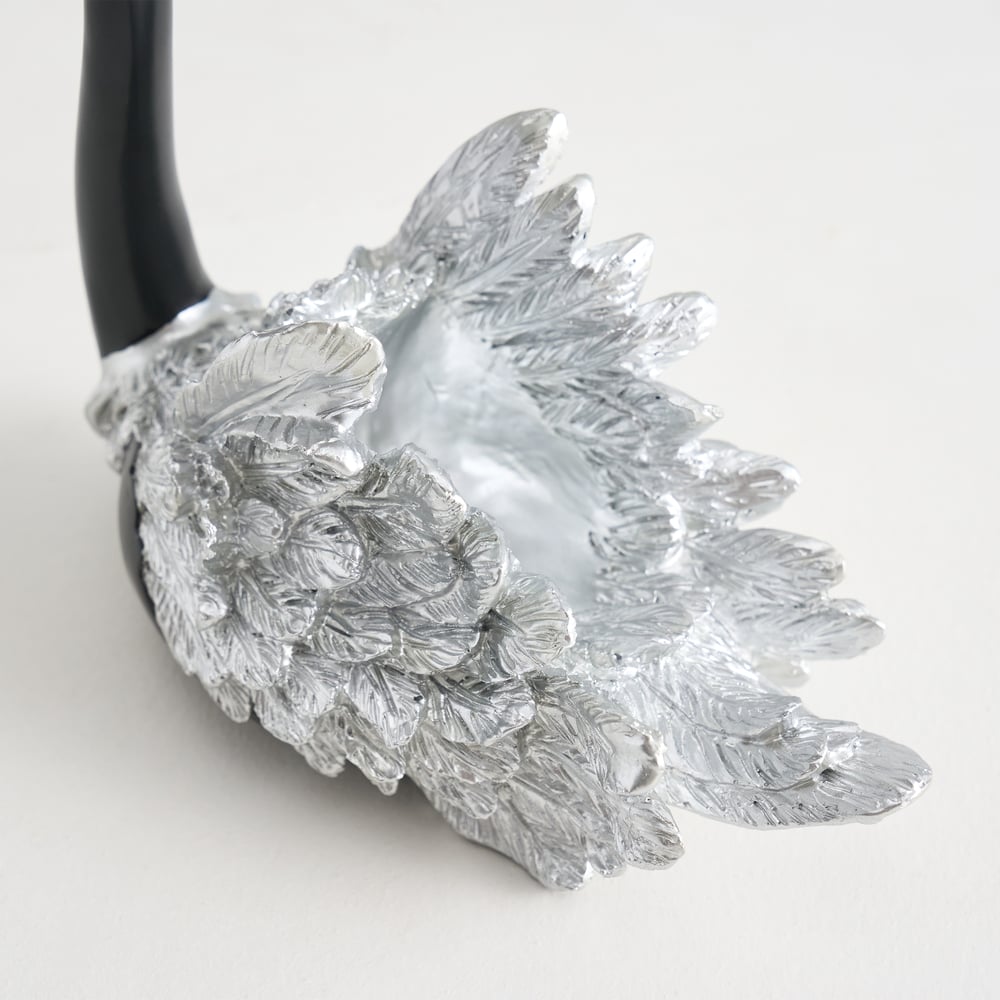 2-Piece Resin Swan Figurines – Elegant Black & Silver Swan Decorative Storage Set window image