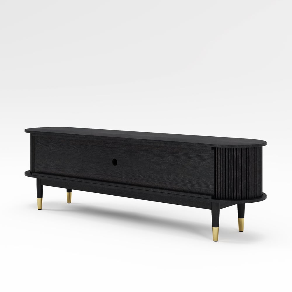72" Ash Wood Fluted TV Stand with Storage window image
