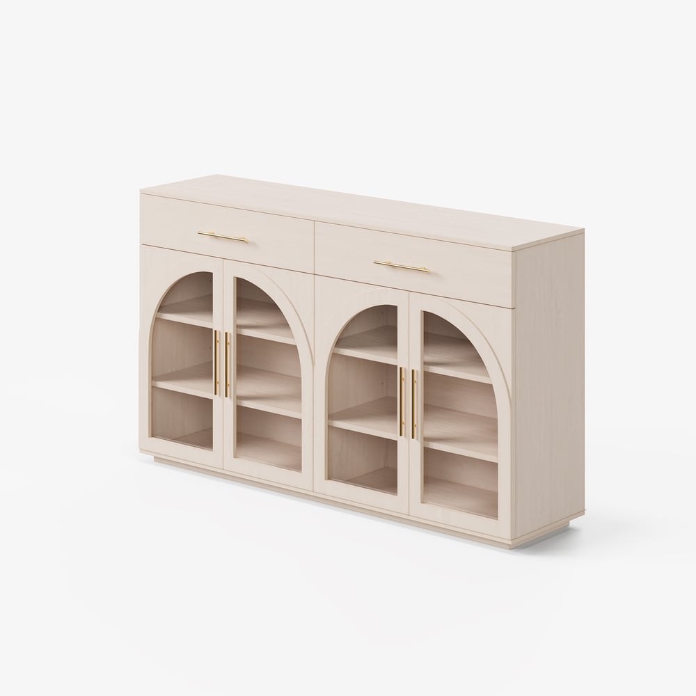 Arune 63" Whitewash Wood Sideboard with Storage & LED Lights window image