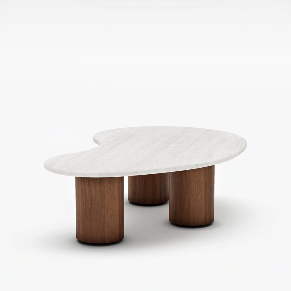 Ensemble de tables basses rondes de 18"-47" en placage de béton et noyer image de fenêtre