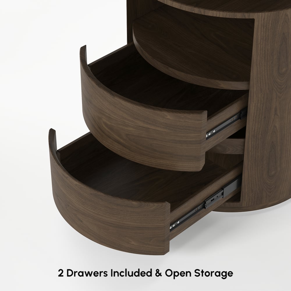 Modern 60" L-Shaped Walnut Office Desk with Drawers, Rotating Design window image
