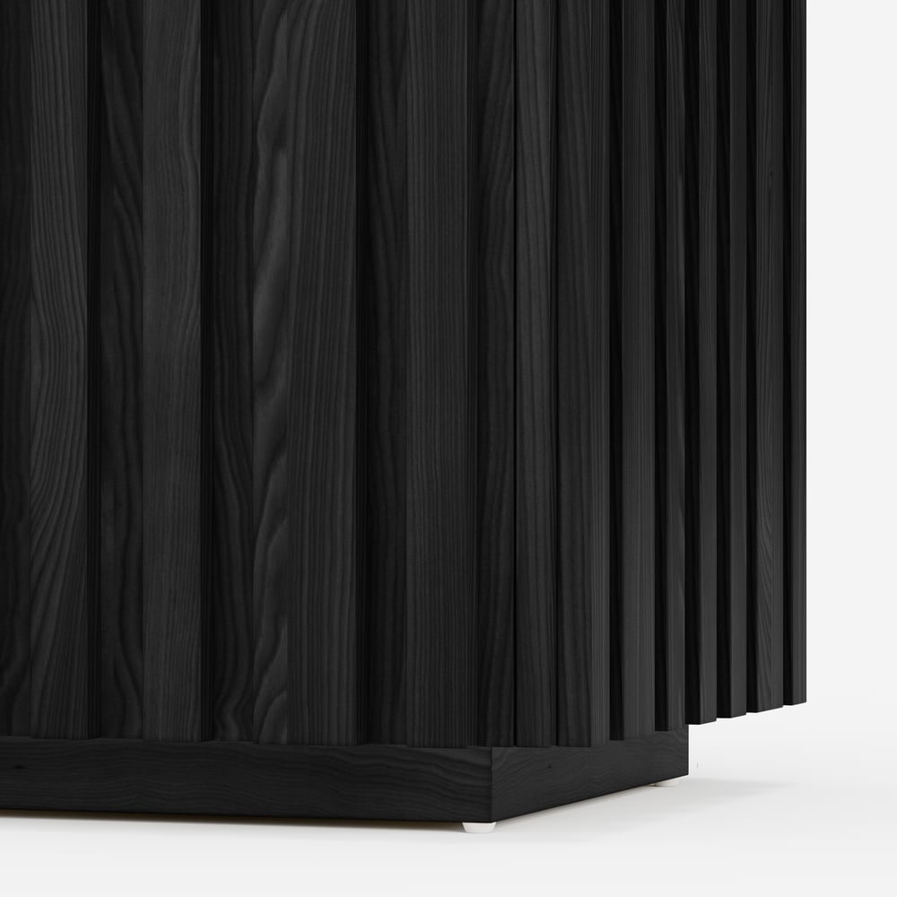 Aura Ash Wood Fluted Black Side Table with Sintered Stone Top window image