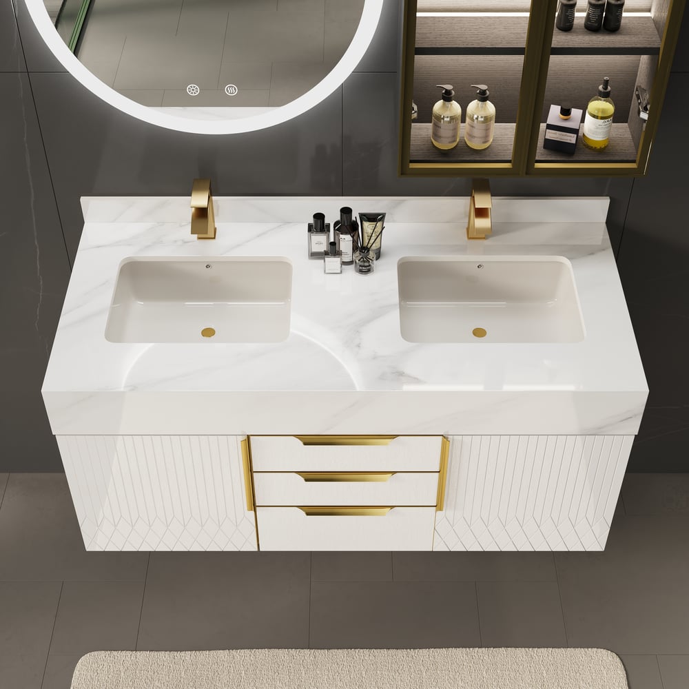 Aro 120cm Floating Double Bathroom Vanity with Sink and Sintered Stone Top window image