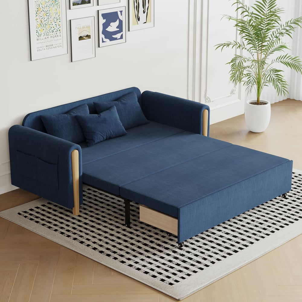 72" Full 2-Seater Linen Convertible Sleeper Sofa window image