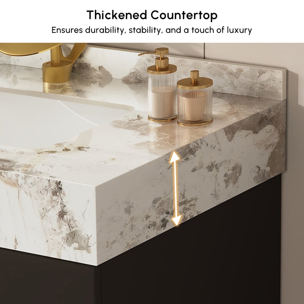 Mueble de baño Artis de 60" con doble lavabo y encimera de piedra sinterizada, 3 cajones Imagen de ventana