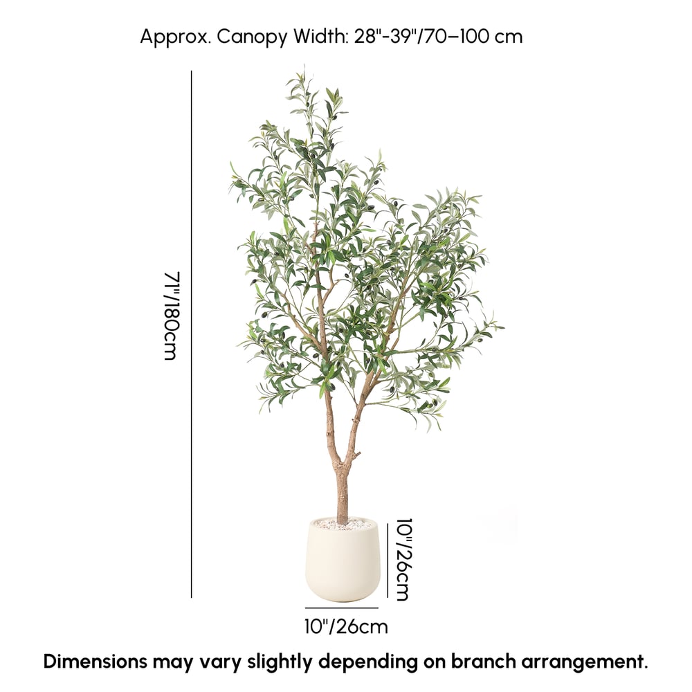 6 ft. Artificial Olive Tree with Planter and Decorative Pebbles weights dimensions image