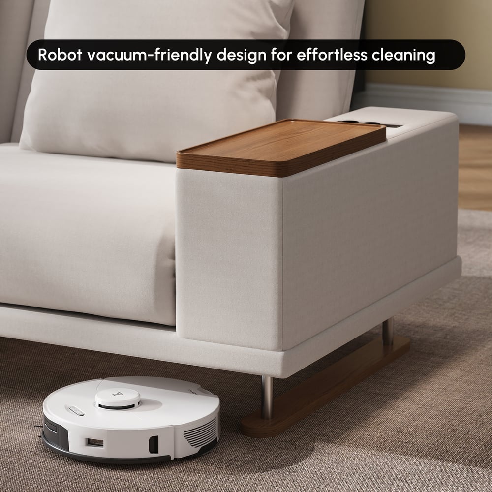 82" Queen 2-Seater Velvet Convertible Futon Sofa Bed with Side Table window image