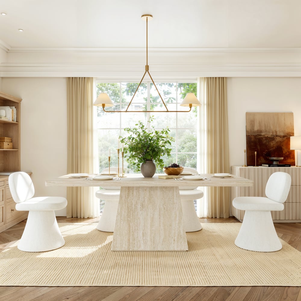 Warm White Performance Chenille Swivel Dining Chair, 1 Piece window image