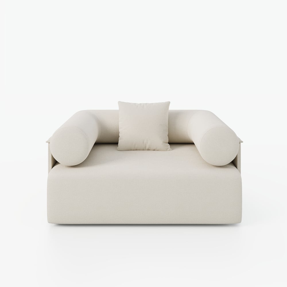 Serene Modern White Chenille Velvet Lounge Accent Chair window image