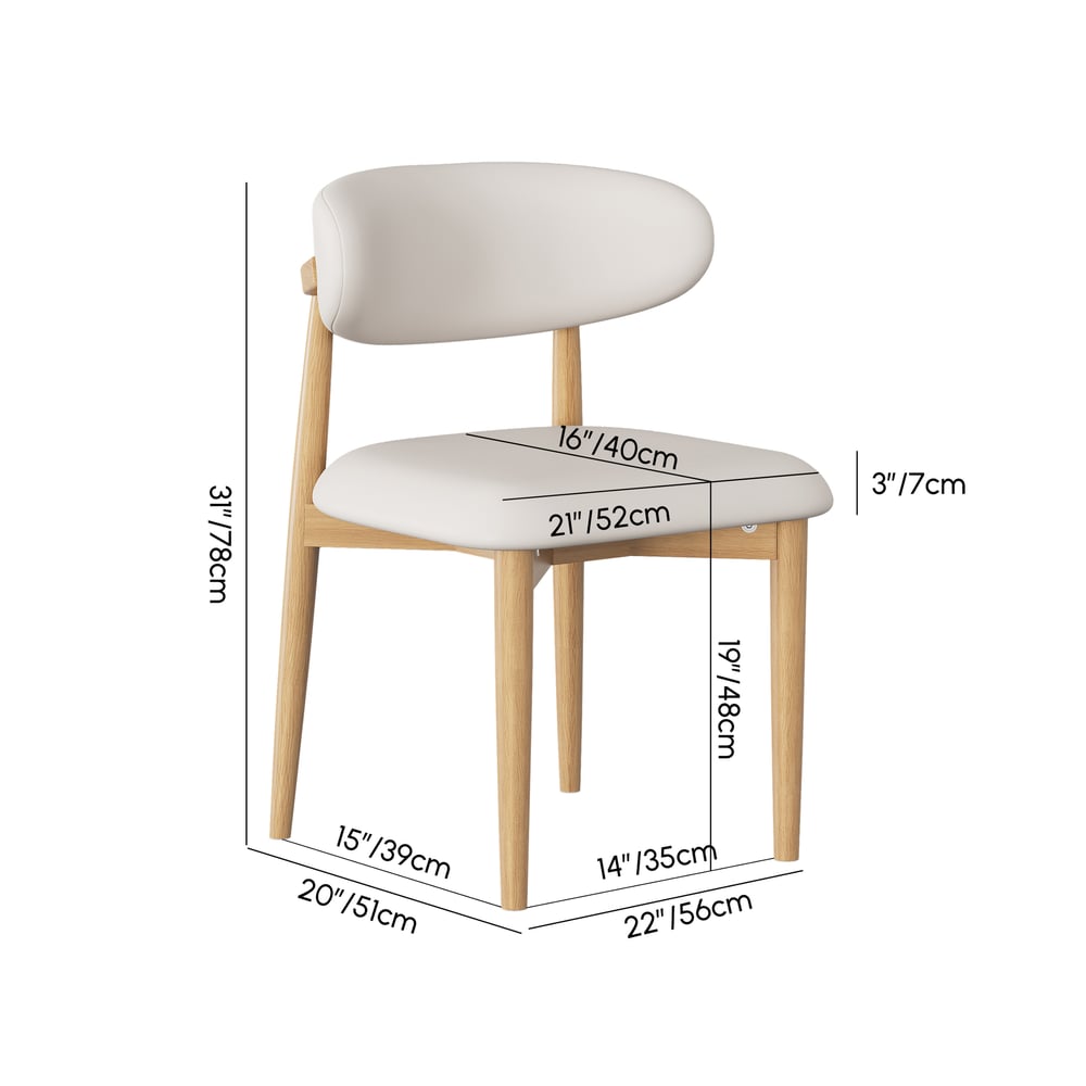 Modern PU Leather Dining Chair with Rubber Wood Legs, 1 Piece weights dimensions image