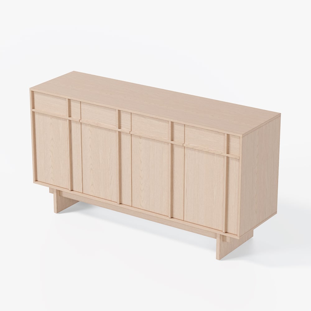 Mid Century Modern 60" Natural Wood Sideboard with Storage & Adjustable Shelves window image