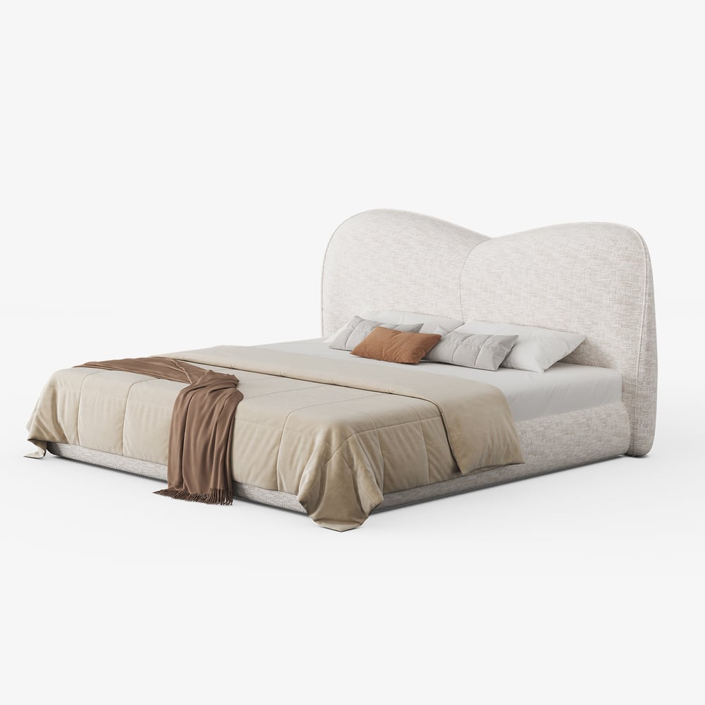 Modern King Size Chenille Upholstered Bed window image