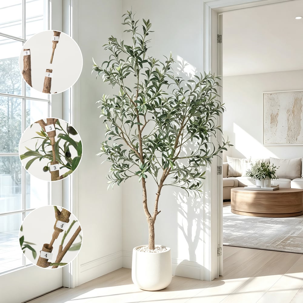6 ft. Artificial Olive Tree with Planter and Decorative Pebbles window image