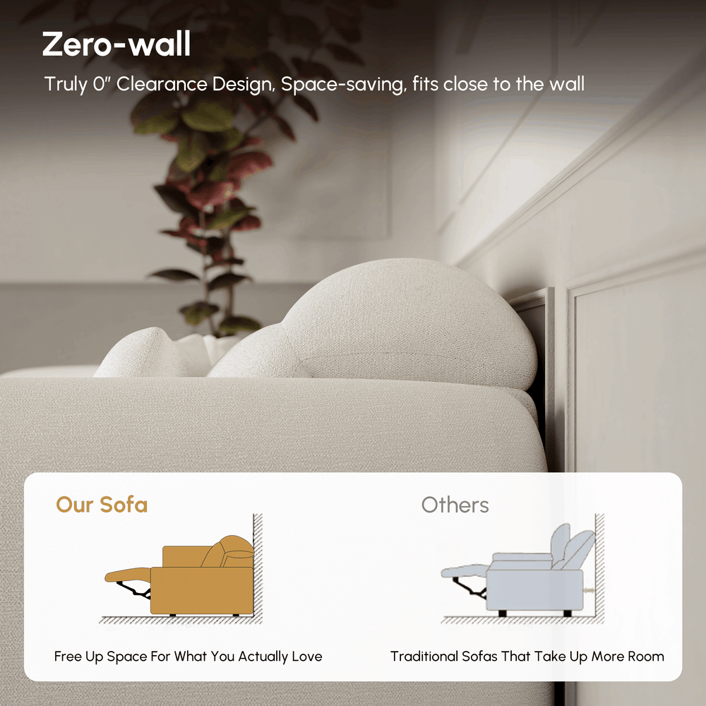 227cm 2-Seater Chenille Zero Gravity Power Reclining Sofa with Pillows window image