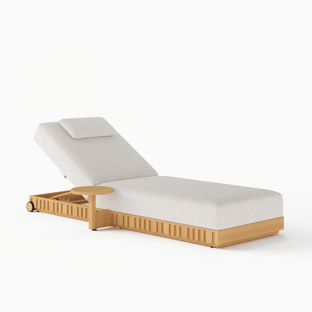Outdoor Aluminum Adjustable Fluted Lounge Chaise in Warm White window image