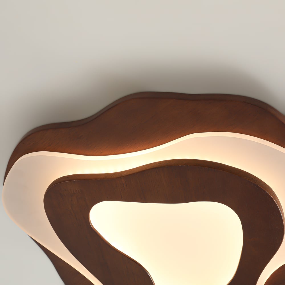 Nordic Walnut Flush Mount LED Irregular Shape Ceiling Light window image