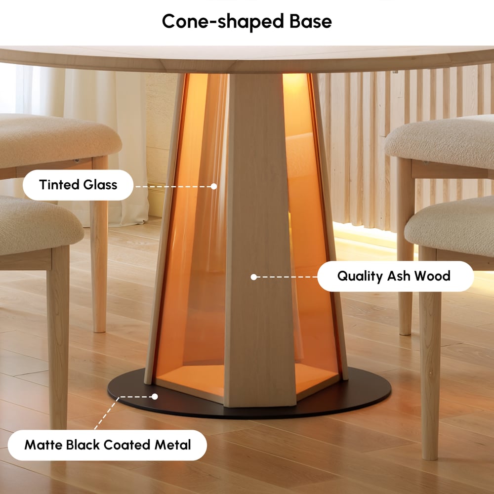 36"-47" Solid Whitewash Wood Extendable Dining Table with Light window image