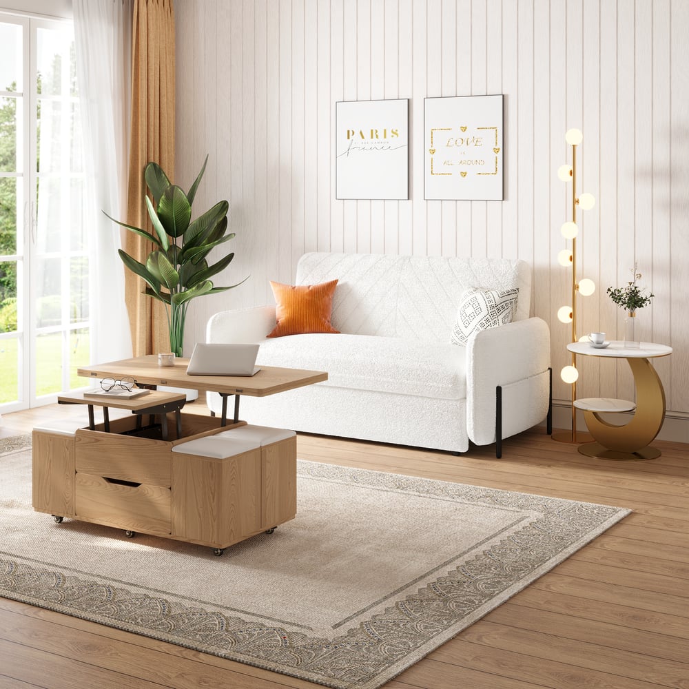 Sofá cama convertible de bouclé de 2 plazas 172 cm Imagen de ventana