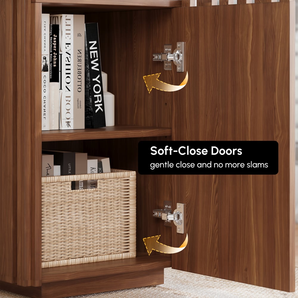 Aura Ash Wood Fluted Walnut Side Table with Sintered Stone Top window image