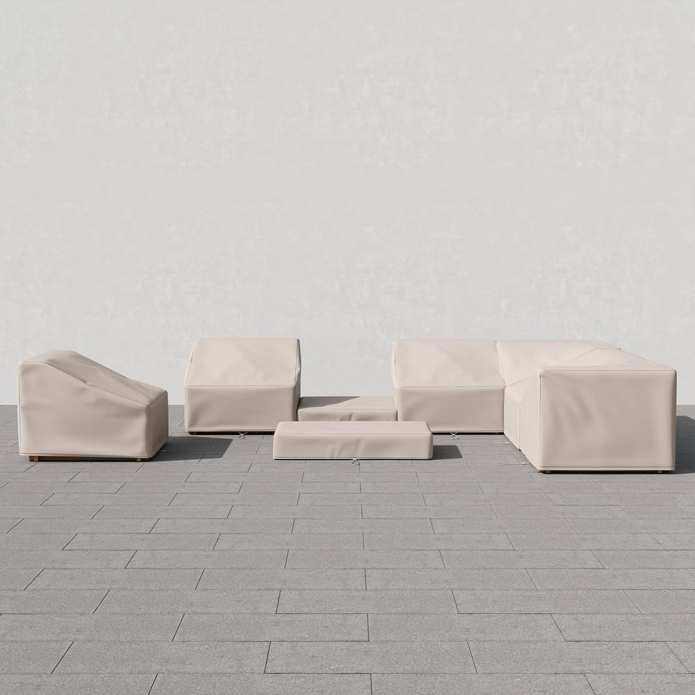 Grida Outdoor 600D Tough Canvas Waterproof Patio Furniture Set Covers in Ivory window image