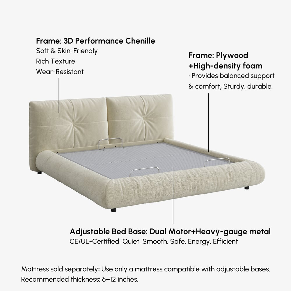 Performance Chenille Smart Bed Set with Adjustable Base, Massage & Zero Gravity. window image