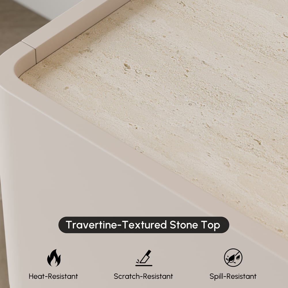 20" Smart 2-Drawer Nightstand with Sintered Stone Top & Charging Station window image