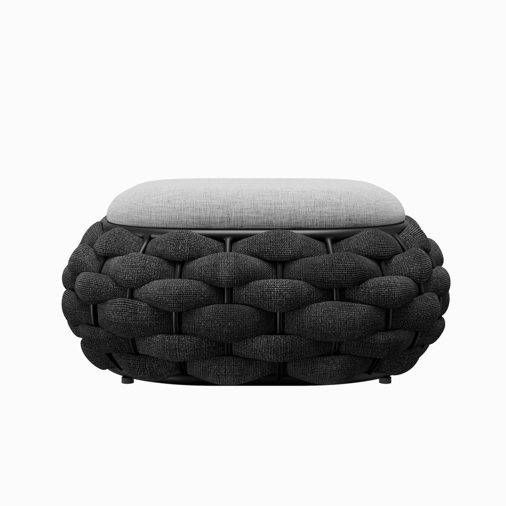 Cocaro Outdoor Hand-Woven Rope Footrest Storage Ottoman in Dark Grey window image