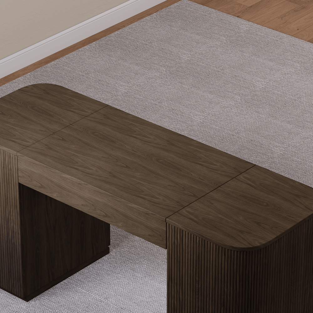 Velign 60" Walnut Standing Computer Desk with 2-Door Storage Cabinet window image