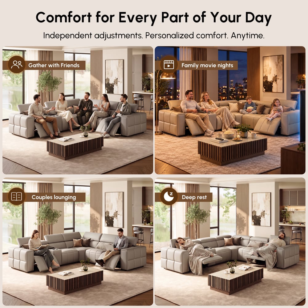 Genuine Leather Built-In Cooler Power Reclining Sofa window image