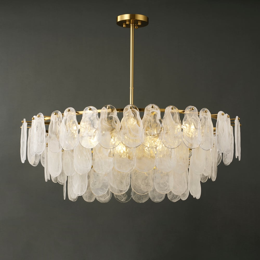 Cloude 39" 12-Light Glass Chandelier with Bulbs & Adjustable Height window image