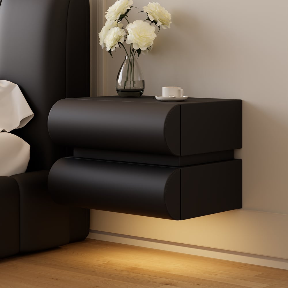 Comodino Intelligente Sospeso in Pelle Humply con Cassetto Immagine della finestra