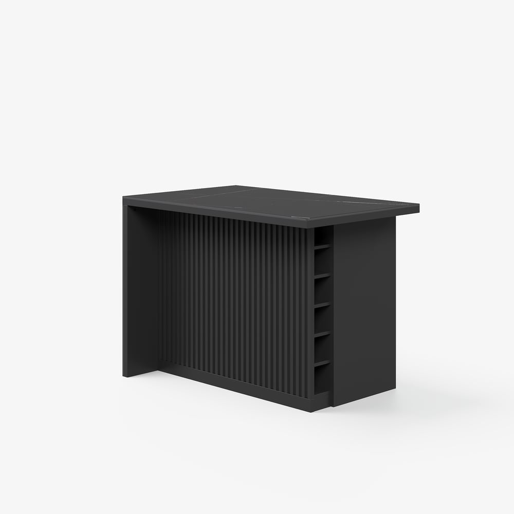 Modern 50" Matte Sintered Stone Kitchen Island with Storage, Black window image