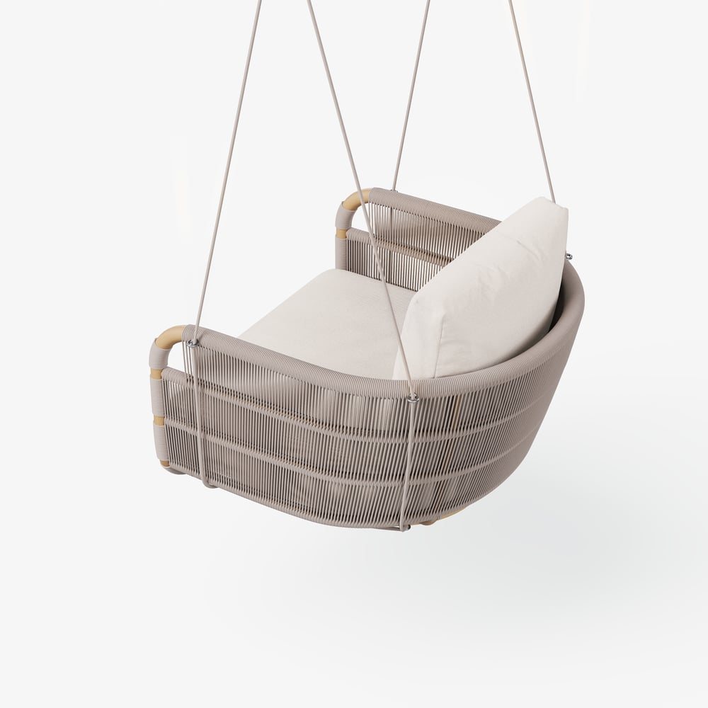 Costra Aluminum and Handwoven Rope Patio Hanging Swing Chair Single Seater window image
