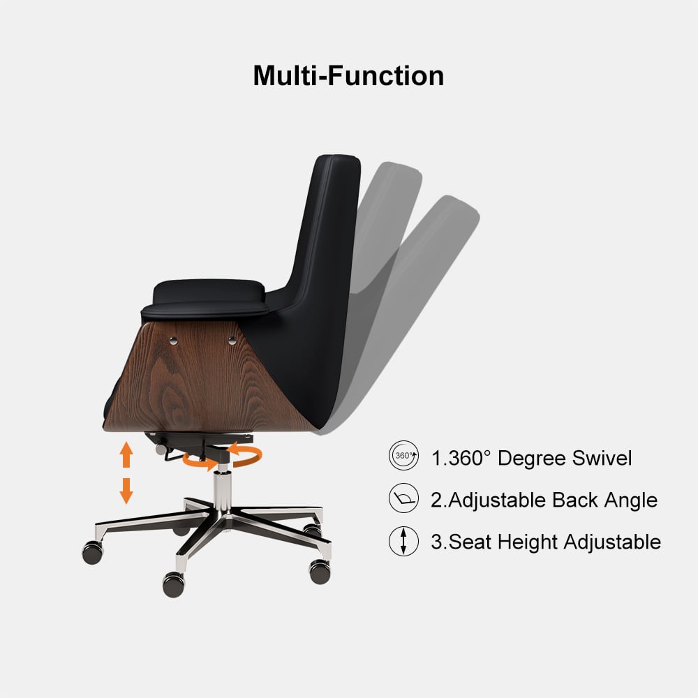 Walnut Double Desk with Drawers & 2 Black PU Leather Modern Home Office Chairs window image