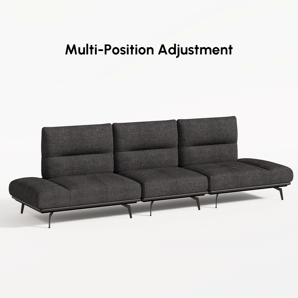 136" Yarn-Dyed Fabric and Faux Leather Reclining Sofa with Metal Legs window image