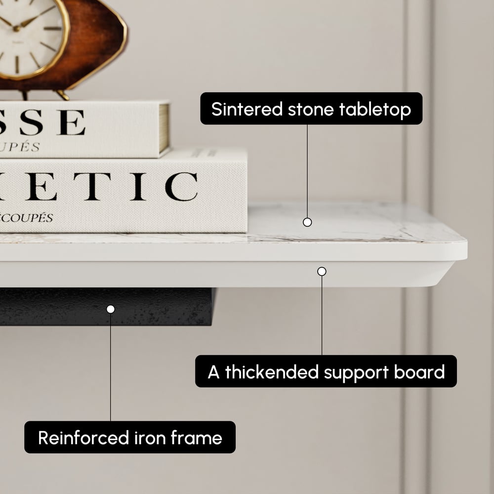 Silexa 60" Modern Console Table with White Sintered Stone Top window image