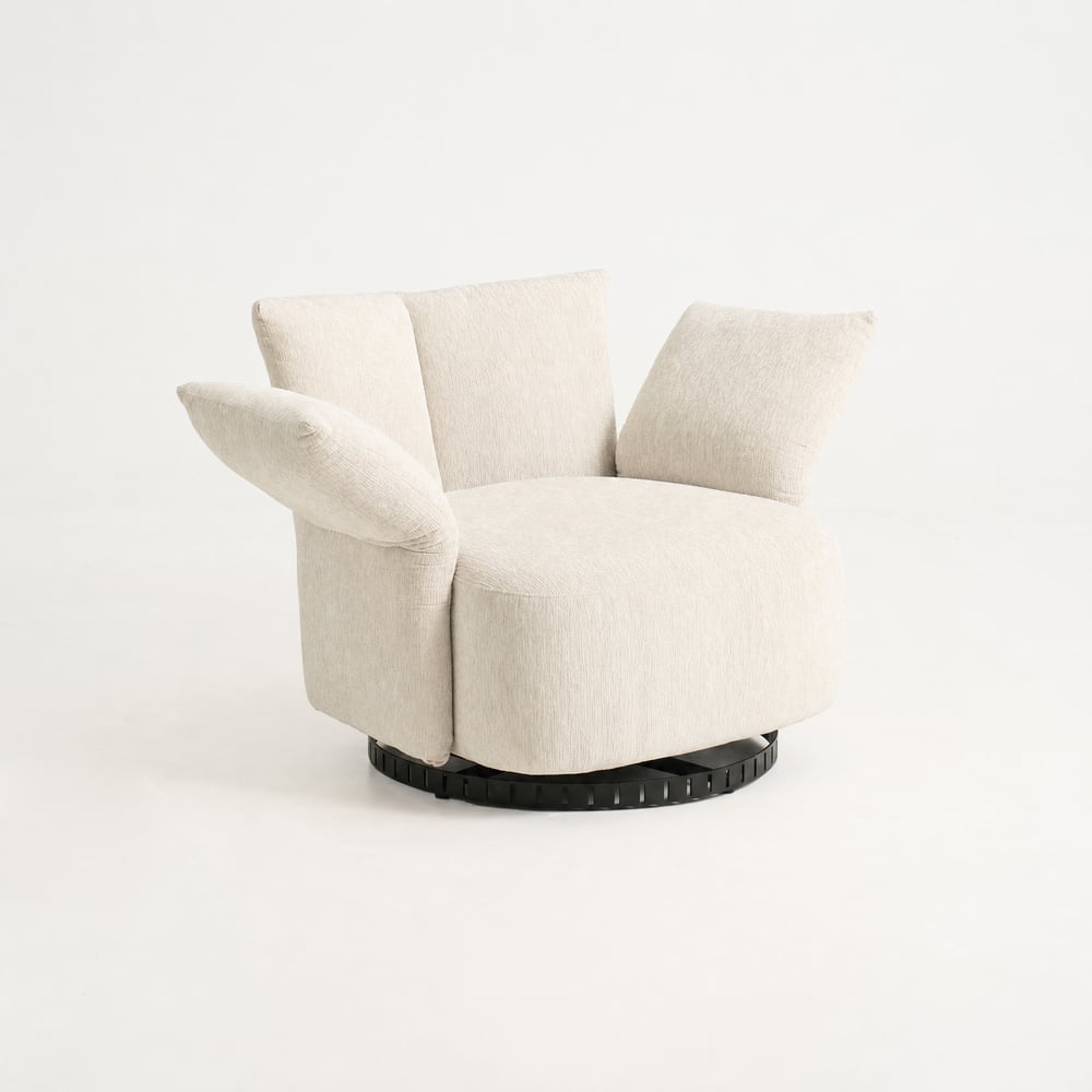 Performance Chenille Swivel Accent Chair with Adjustable Armrest window image