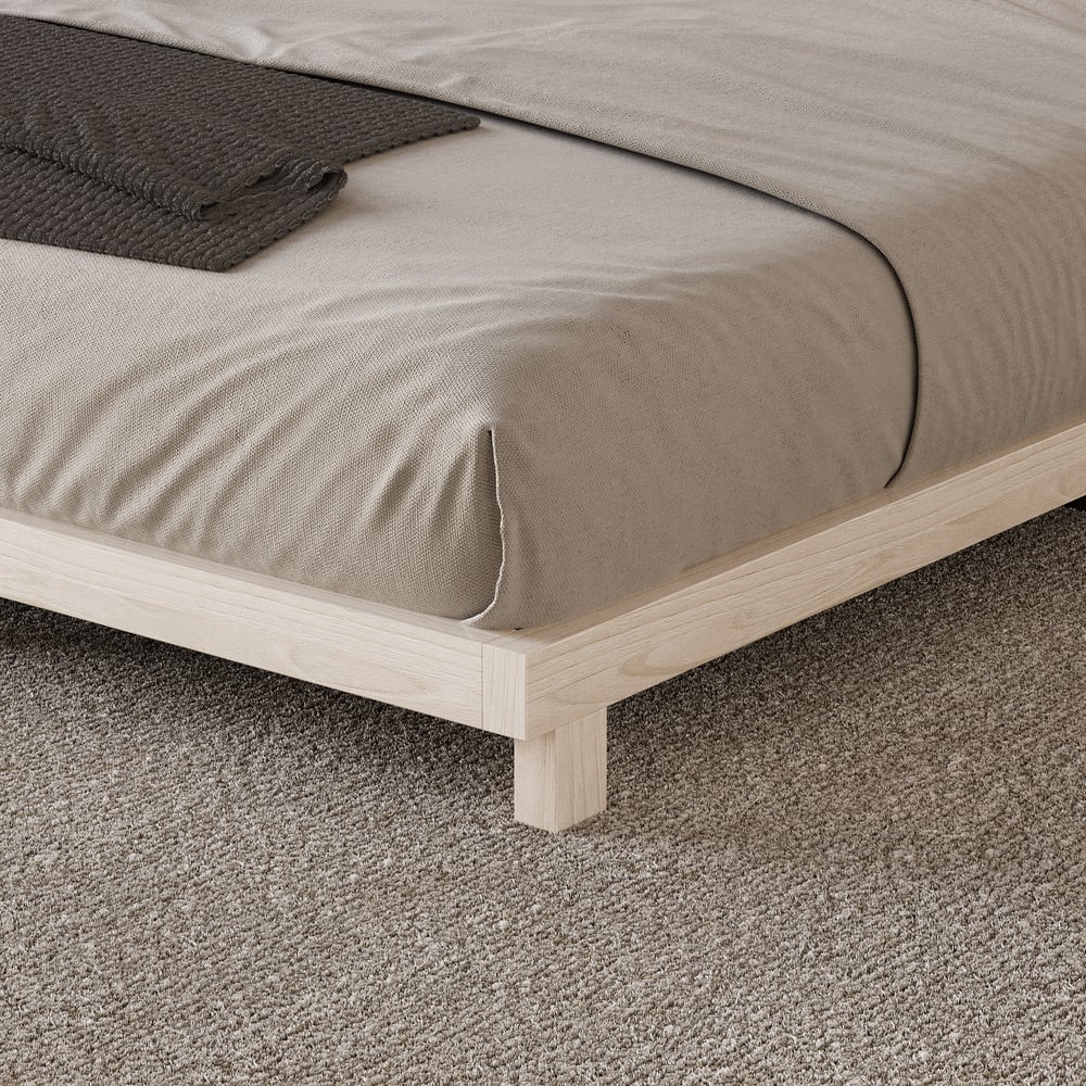 Japanese Style Queen Floor Wood Bed in Whitewash window image