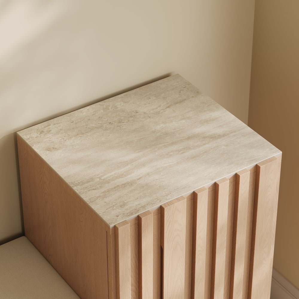 Aura 47” Wooden Shoe Storage Bench with Right-Side Cabinet for Entryway window image