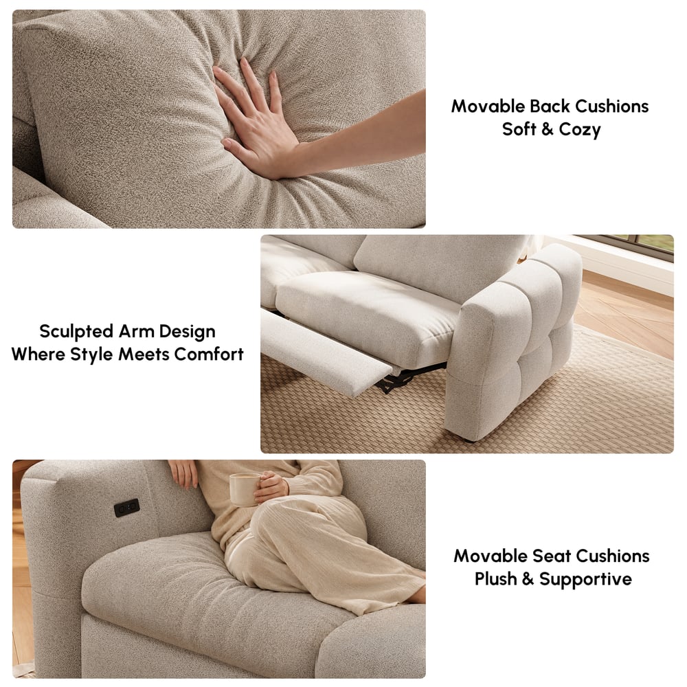 Glidio Chenille Power Reclining Sofa with Adjustable Headrests window image